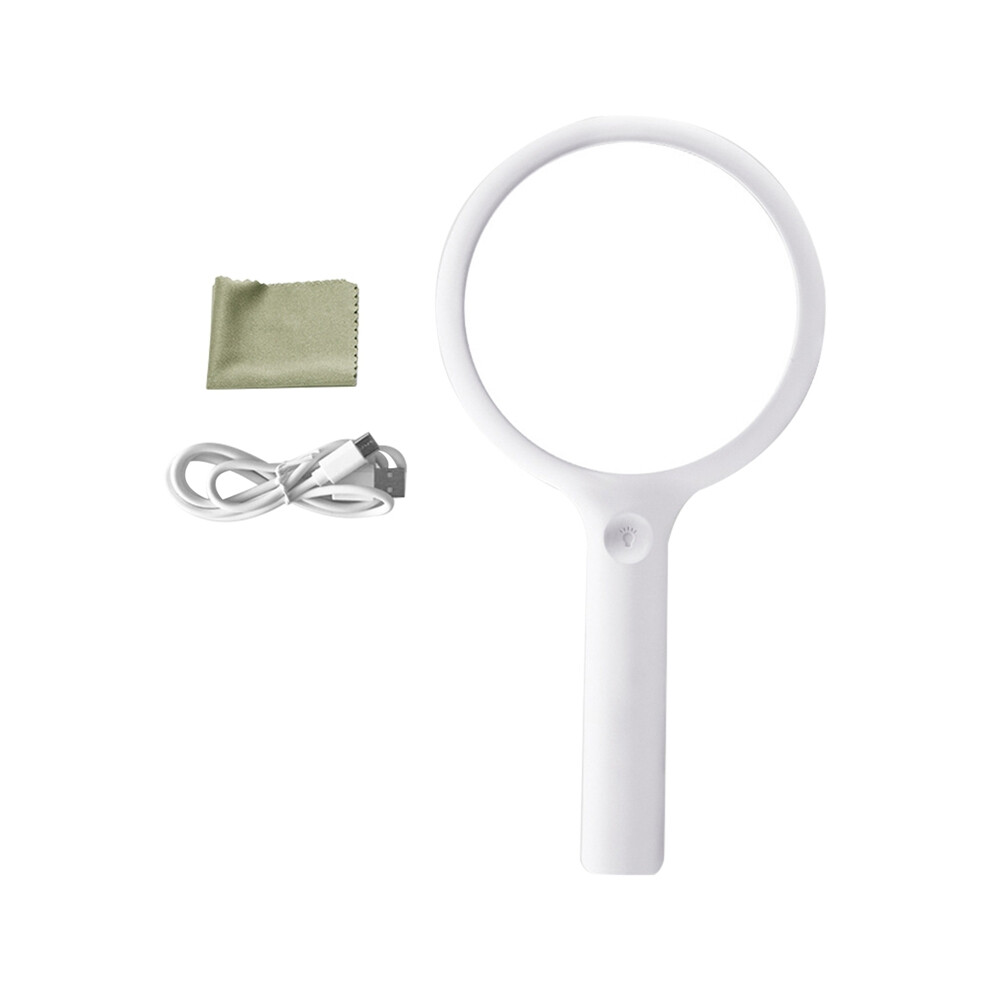 Tlily Usb Handheld Magnifying Glass Rechargeable Reading Magnifier Loupe Glasses For Seniors Read Insect And Hobby Observation
