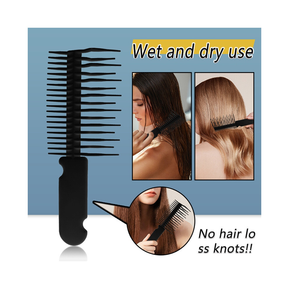 Tlily Hair Styling Tool Wide Tooth Anti-Knotting Wet Brush Black Large Non-Damaging Detangling Comb Salon