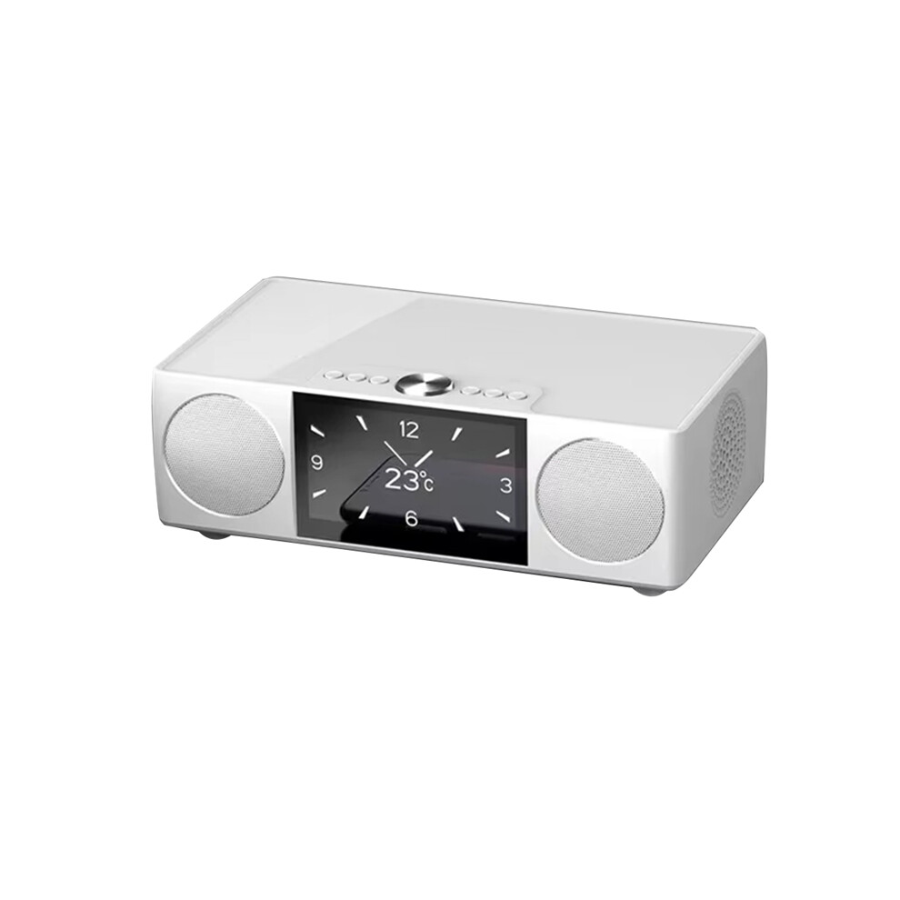Video Bluetooth Speaker Theater K-Song Record Sound Music System With Aux Usb Tf Alarm Clock Fm Radio Led Display White 4853284751252