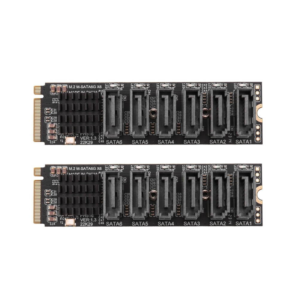 2X M.2 Mkey Pci-E Riser Card Nvme To Sata3.0 Pcie Sata 6Gpbsx6-Port Expansion Asm1166 4853284751696