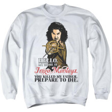 Trevco Sportswear PB103M-AS-4 Princess Bride Hello Adult Crewneck Sweatshirt, White - Extra Large