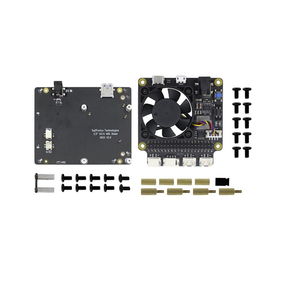 X825 V2.0 2.5 Inch SATA HDD/SSD Storage Expansion Board+X735 V3.0 Power Management Board for 4B-image-OPC-PGDRNT5-NEW