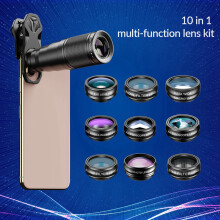10 in 1 Mobile Phone Lens Kit 22X Telephoto Fisheye Lens+Wide Angle Macro Lens+CPL Filters for All Smartphones