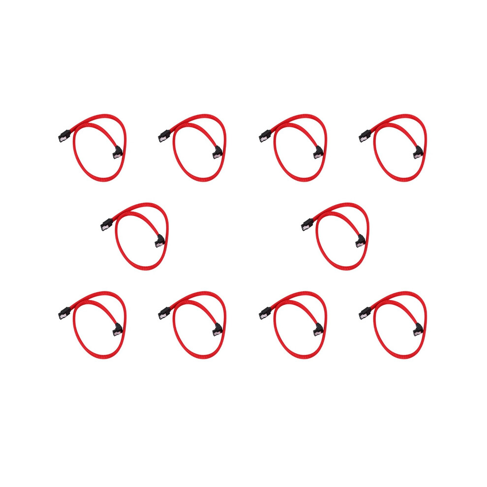 Photos - Cable (video, audio, USB) 10pcs 50CM SATA 3.0 III SATA3 7pin Data Cable Right Angle 6Gb/S SSD HDD Hard Disk Cord with Nylon Sleeved(Red)