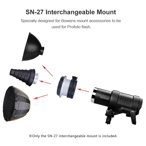 SN-27 Metal Interchangeable Mount for Bowens Accessories to be Used Flash 2