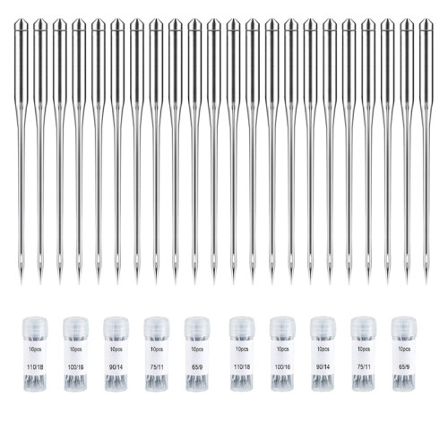 100PCS Sewing Machine Needles Regular Point Needle for Singer , Assorted Size 65/9, 75/11, 90/14, 100/16, 110/18 1