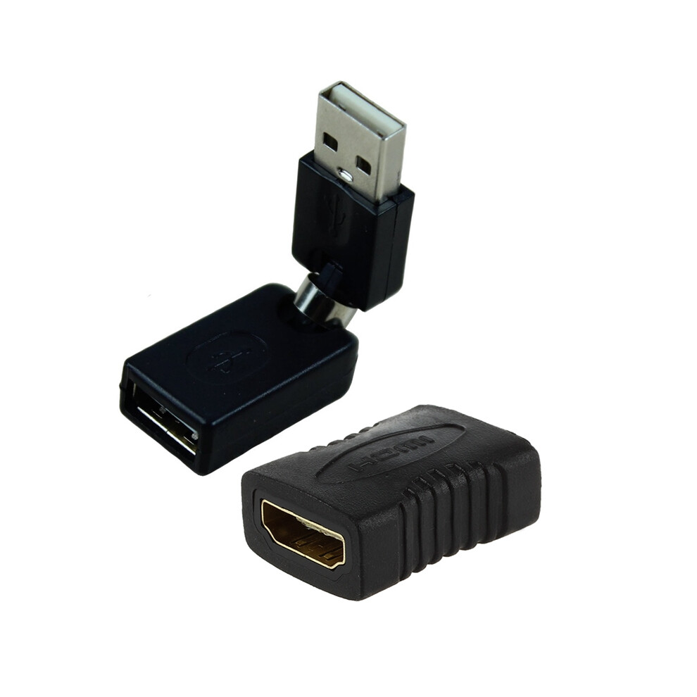 F/F Female Gender Changer Adapter Coupler For Hdtv & Usb 2.0 Male To 360 Degree Rotation Angle 4851161929626