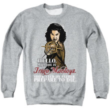 Trevco Sportswear PB103G-AS-2 Princess Bride Hello Adult Crewneck Sweatshirt, Athletic Heather - Medium