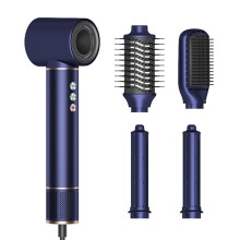 5-in-1 Negative Ion Hair Dryer Brush Automatic Air Curling Iron Dark Blue EU Plug