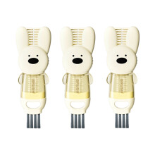 3pcs 3-In-1 Lid Brush Multi-Functional Cleaning Bottle Nipple Rim Fluted Cup Beige