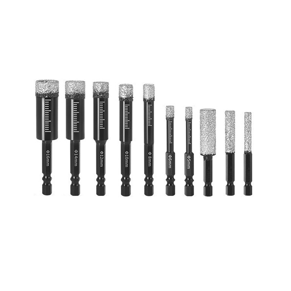 10Pcs Hexagonal Shank Brazed Dry Ceramic Tile Diamond Drill Bit 5-16Mm Hole Saw Marble Porcelain Cup Opener 4851161934859