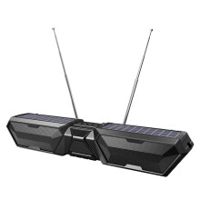 Solar Bluetooth Speaker Wireless Stereo Dual Antenna Outdoor with Phone Charger TF FM USB Holder Black