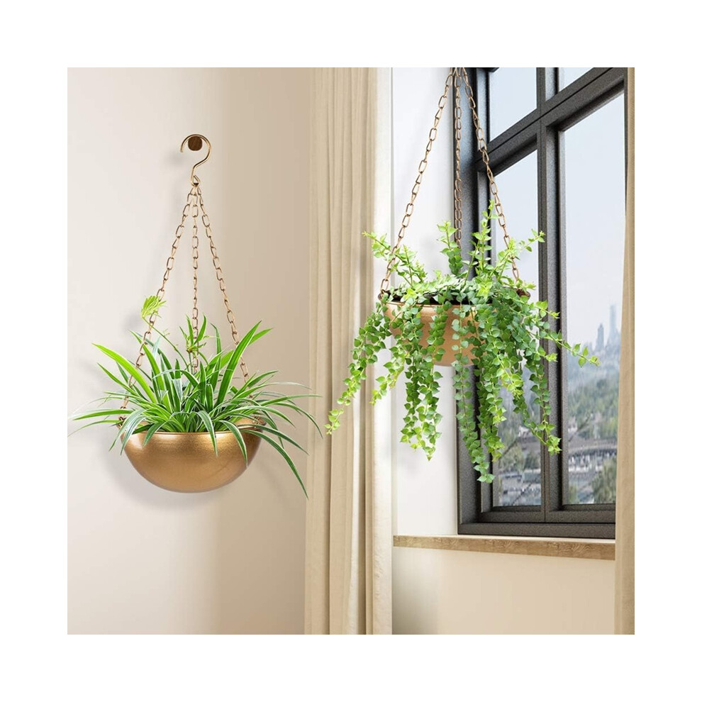Tlily Large Gold Hanging Planter With Drainage, Semi-Circle Plant Holder For Indoor Plants, Lightweightceiling Basin