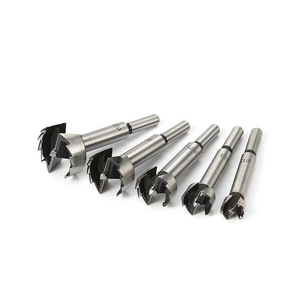 5Pcs 15-35Mm Forstner Woodworking Tools Hole Saw Hinge Boring Drill Bits Round Shank Steel Cutter For Wood Plastic 4851161943578