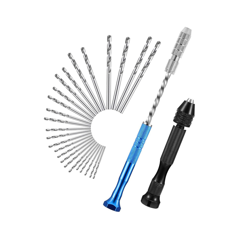 Pin Vise Hand Drill Set With Semi-Automatic Spiral Rotary Tool And 25 Micro-Type Twist Bits (0.5-3Mm) 4851161942366