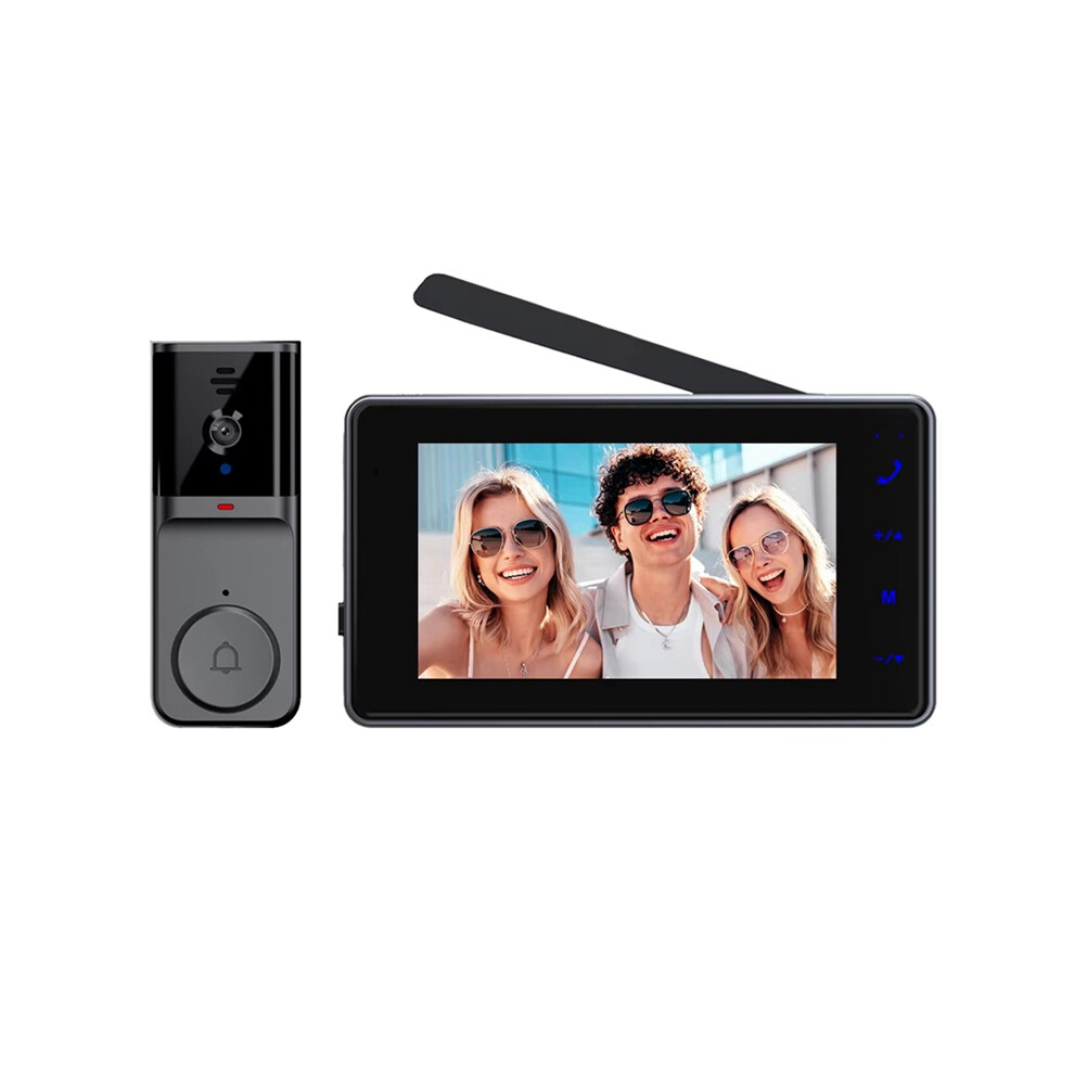 Video Doorbell With 4.3 Inch Ips Screen 2-Way Audio 2.4Ghz Visual Intercom Recording Camera Antenna 4851161951306