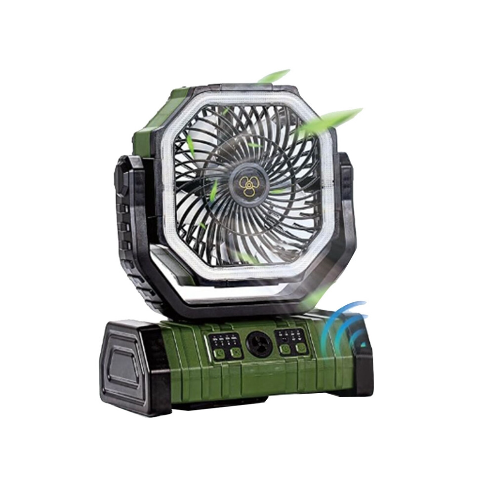 Tlily 20000Mah Battery Fan Rechargeable With Hook&Bright Led Light Remote Control Timer Auto Oscillation Cordless Green
