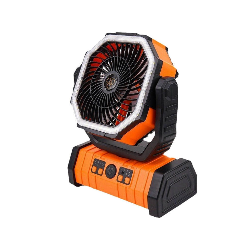 Tlily 20000Mah Battery Fan Rechargeable With Hook&Bright Led Light Remote Control Timer Auto Oscillation Cordless Orange