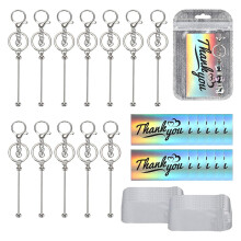 12 Set Beadable Keychain Making Kit Metal Beaded Kit, Sublimation Blanks for DIY Crafts Gift