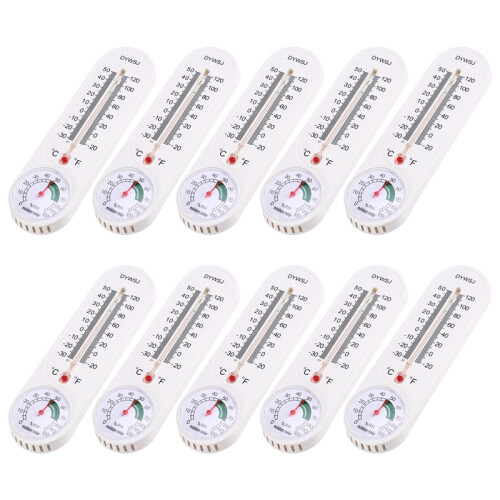 Indoor Thermometer Hygrometer Pointer Wall Vertical Red Water Long White Bar Hanging 2