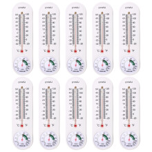 Indoor Thermometer Hygrometer Pointer Wall Vertical Red Water Long White Bar Hanging