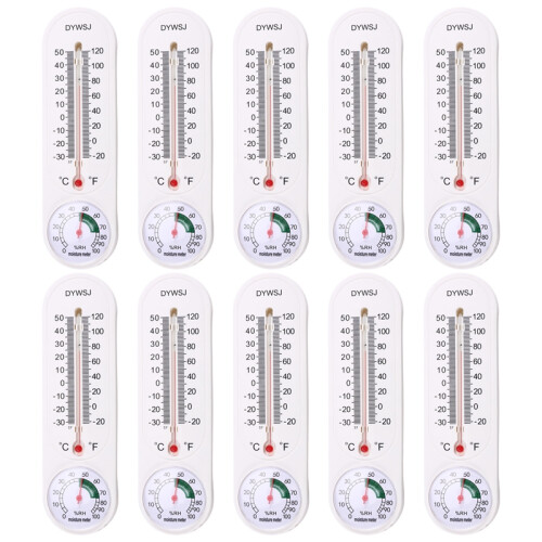 Indoor Thermometer Hygrometer Pointer Wall Vertical Red Water Long White Bar Hanging 1
