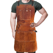 Heavy-Duty Fleece Workshop Apron with 6 Tool Pockets, Heat-Resistant & Adjustable X-Back — Welding, Woodworking & Metalworking, Men's M-XXL
