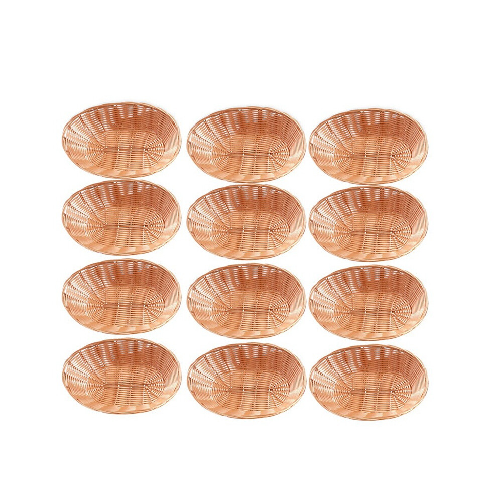 12 Pack Plastic Oval Basket, Empty Bread Basket Food Storage Bulk,Plastic Wicker Baskets Bin for Kitchen Serving