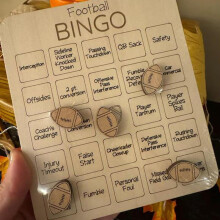 Football Bingo Game, Wooden Football-Themed Tic--Toe Board Sports Bingo, Cards Family Game