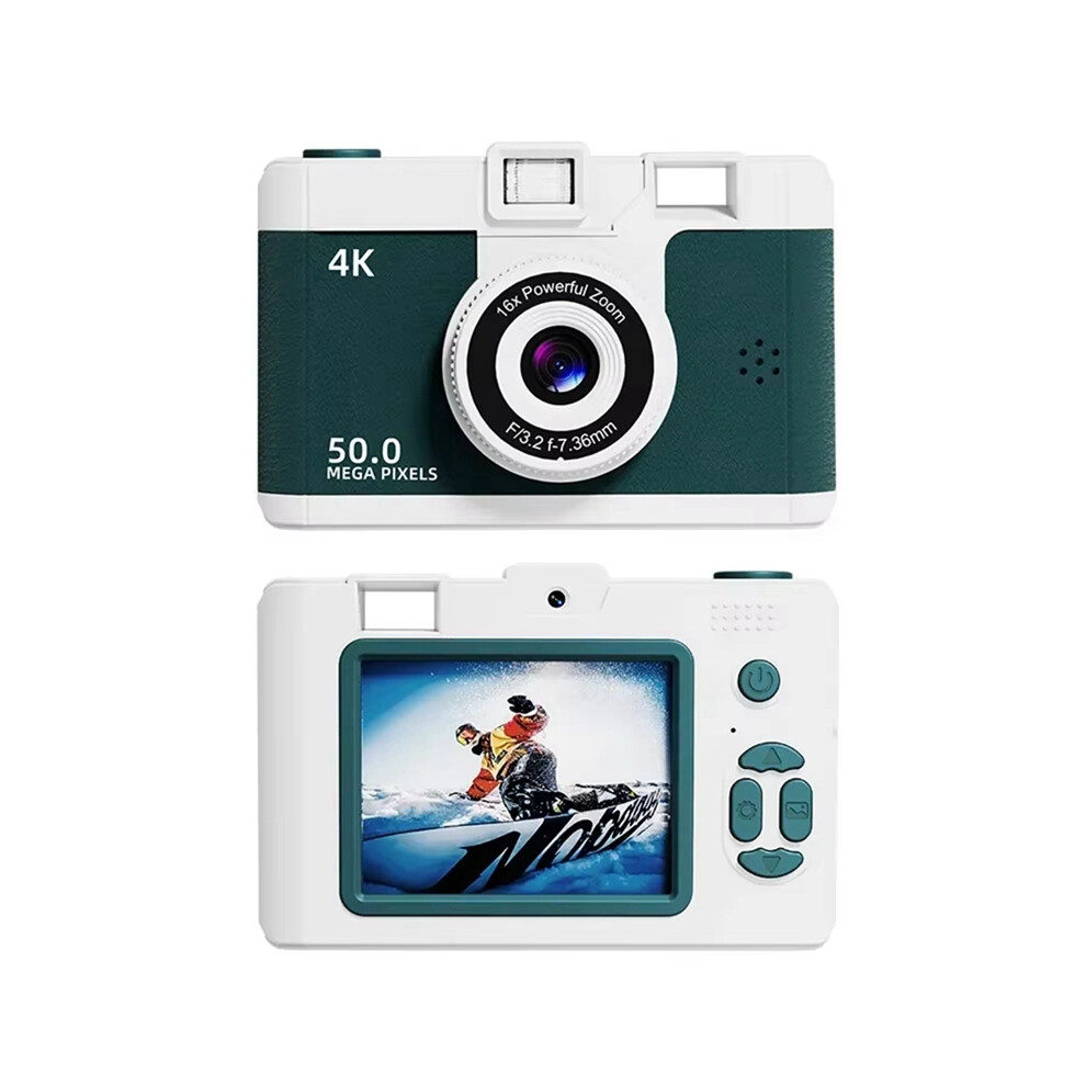 4K Digital Camera Retro Dual Lens Multifunction Ccd Instant Thermal Camer For Travel Students Compact Photography Green 4851161960483