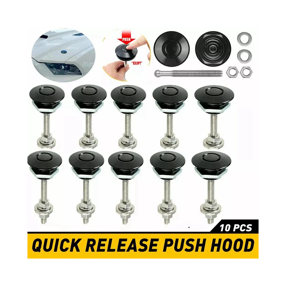 10X Car Hood Bonnet Latch Pin Lock Bumper Clip Kits Push Button Quick Release Pins 30Mm Black 4851161960605