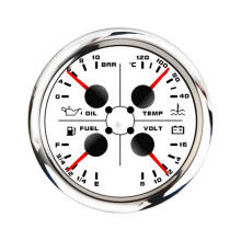85mm 4-in-1 Multifunction Gauge with 0-190ohms/240-33ohms Fuel Level Water Temp Oil Voltmeter C