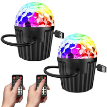 2-Pack Portable Mini Disco Ball Light for , RGB DJ Strobe with Remote Control, Sound Activated Stage Lights