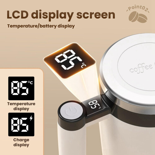 Automatic Magnetic Stirring Coffee Mug, Self-Stirring Mug with Temperature Battery LCD, Rechargeable A 2