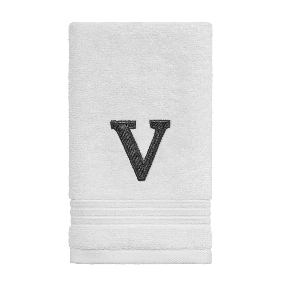 Avanti Linens - Serviette de toilette en coton doux et absorbant, brod   e, d   coration de salle de bain (collection Monogram Initial V)