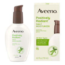 Aveeno, hidratante di rio de rosto radiante positivamente com SPF 15 filtro solar hidratante hidratante facial com extrato de soja para melhorar