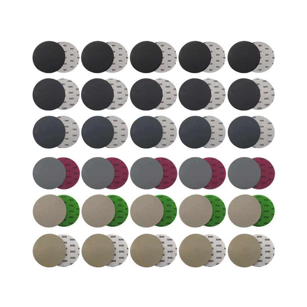 60 Pcs 6 Inch Wet Dry Sanding Discs,6 Discs Hook And Loop,800/1000/1500/2000/3000/5000 Grit Silicon Carbide 4851161965440