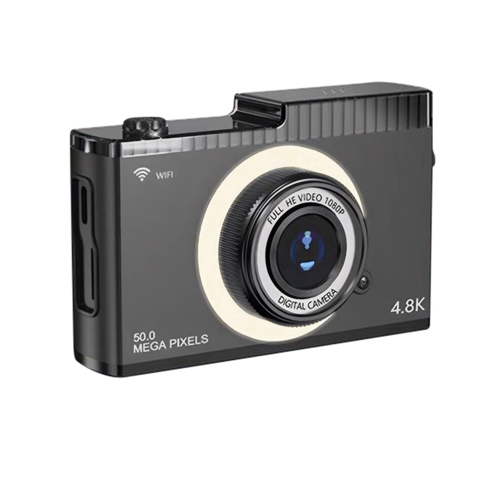 4K FHD 50MP Digital Camera Auto Focus 2.4inch IPS Screen WIFI Compact with Fill Light for Students Black