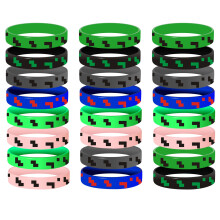 Ayinhov Pixel Miner Thema Feestartikelen 24 stuks Siliconen Armbanden Polsbandje Klein formaat Verjaardag Feestartikelen Valentijnsdag Cadeaus voor k