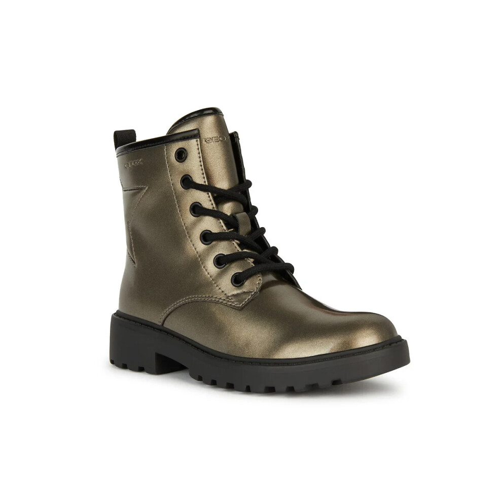 (13 UK Child, Lead/Black) Geox Girls Casey Ankle Boots
