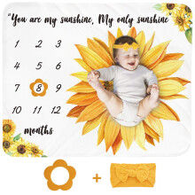 Baby-Monats-Meilenstein-Decke fr Mdchen  Sonnenblume, Neugeborenen-Monatsdecke, personalisiertes Duschgeschenk, florales Kinderzimmer-Dekor, Blume