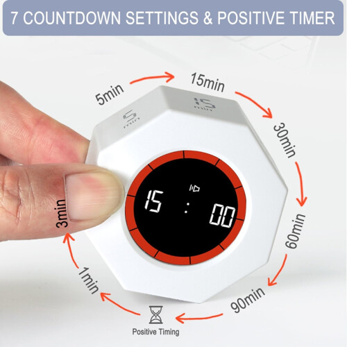 Digital Productivity Timer, Rotating Pomodoro Timer with 1-3-5-15-30-60-90 Min Countdown, for Study Office Kitchen Desk 2