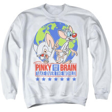 Trevco Sportswear WBT940-AS-5 Pinky & The Brain Campaign Adult Crewneck Sweatshirt, White - 2X