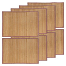 BambooMN Bambuslatten-Tischset mit braunem Stoffrand  einfarbiger Druck  45,7 x 33 cm  karbonisiertes Braun  8 Stck