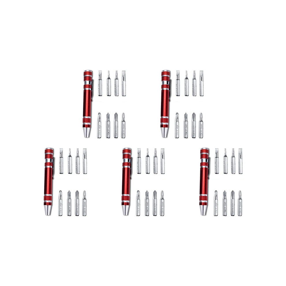 5pcs pen screwdriver set Aluminum alloy type Hand screw red-image-OPC-PGDS2W5-NEW