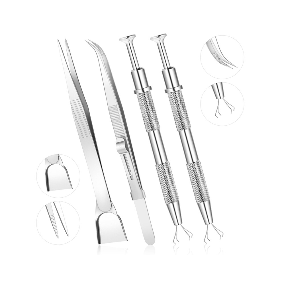 Tlily 4Pcs Sprinkles Tools For Cake Decorating, 4 Claw Sprinkle Pen Pearl Grabber Decorating Set Stainless Steel