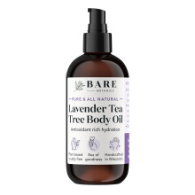 BARE BOTANICS 8 oz Moisturizing Lavender Tea Tree Body Oil - 100% puur en natuurlijk voor huid en nagels - Perfect voor hydratatie - Veganistische di