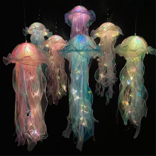 5 Pcs Jellyfish Night Light Portable Flower Lamp Hanging Lights for Bedroom Room Atmosphere Decoration