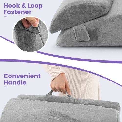 Costway 3 pcs Wedge Pillow Set Triangle Pillow for Post-surgery Ergonomic Pillow 2