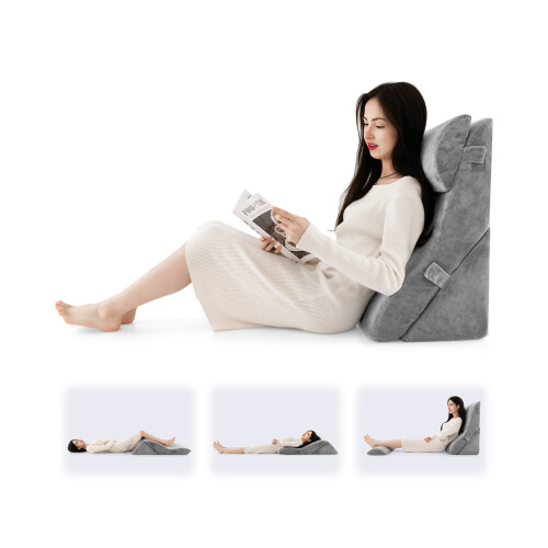 Costway 3 pcs Wedge Pillow Set Triangle Pillow for Post-surgery Ergonomic Pillow